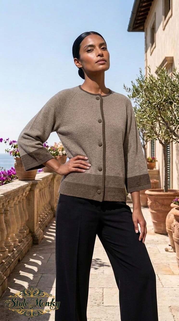 Cadillac Cardigan Sweater Size 12 Brown Virgin Wool